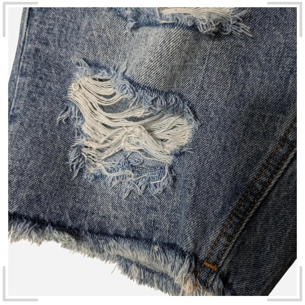 Pre-owned Bermuda Volcom Women Ripped Blue Jean Shorts